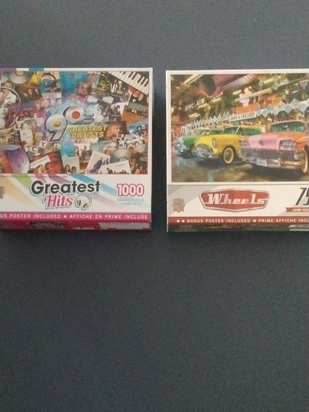 Puzzle Set 90's Greatest Artist 1000 p. & Wheels 50's Cars 750 p. Puzzle Bundle